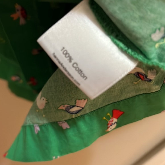 Hanna Anderson girls 14 top green w birds cotton ruffles - Picture 4 of 7